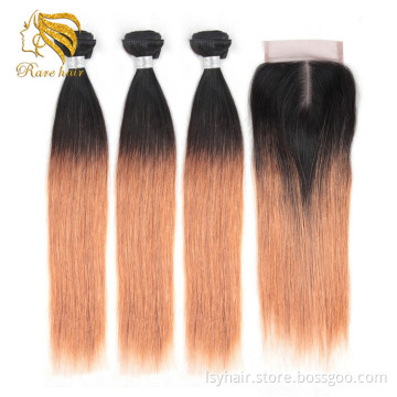 Mixed Colour Hair Idea Two Tone Highlight Hair Weave Color 1B 30 Human Hair Bundles With Middle Part Hand Tied Top Closure